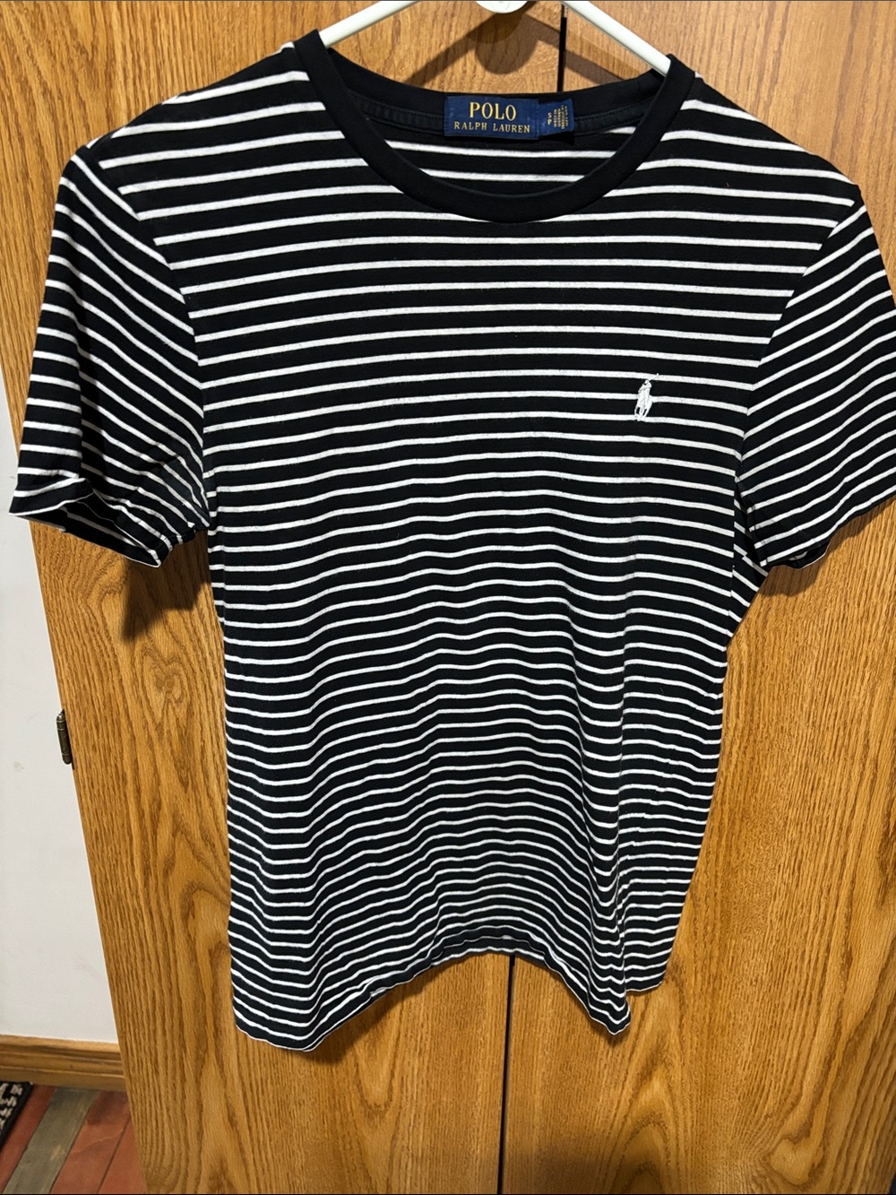 Polo by Ralph Lauren Black & White Striped Crew Neck Tee